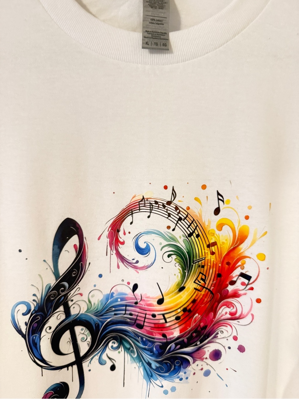 White Graphic Music Treble Clef T-Shirt - Picture 3 of 4